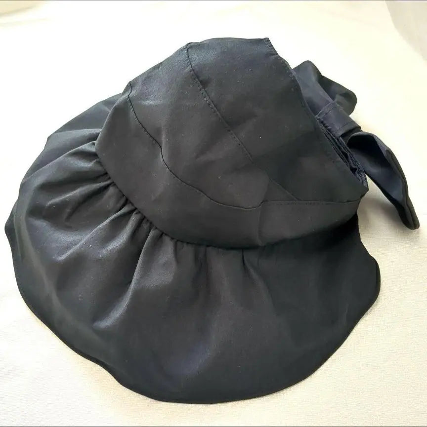 Sunshade UV Protection Hat for Women Black Ribbon Wide Brim Sun Hat Visor