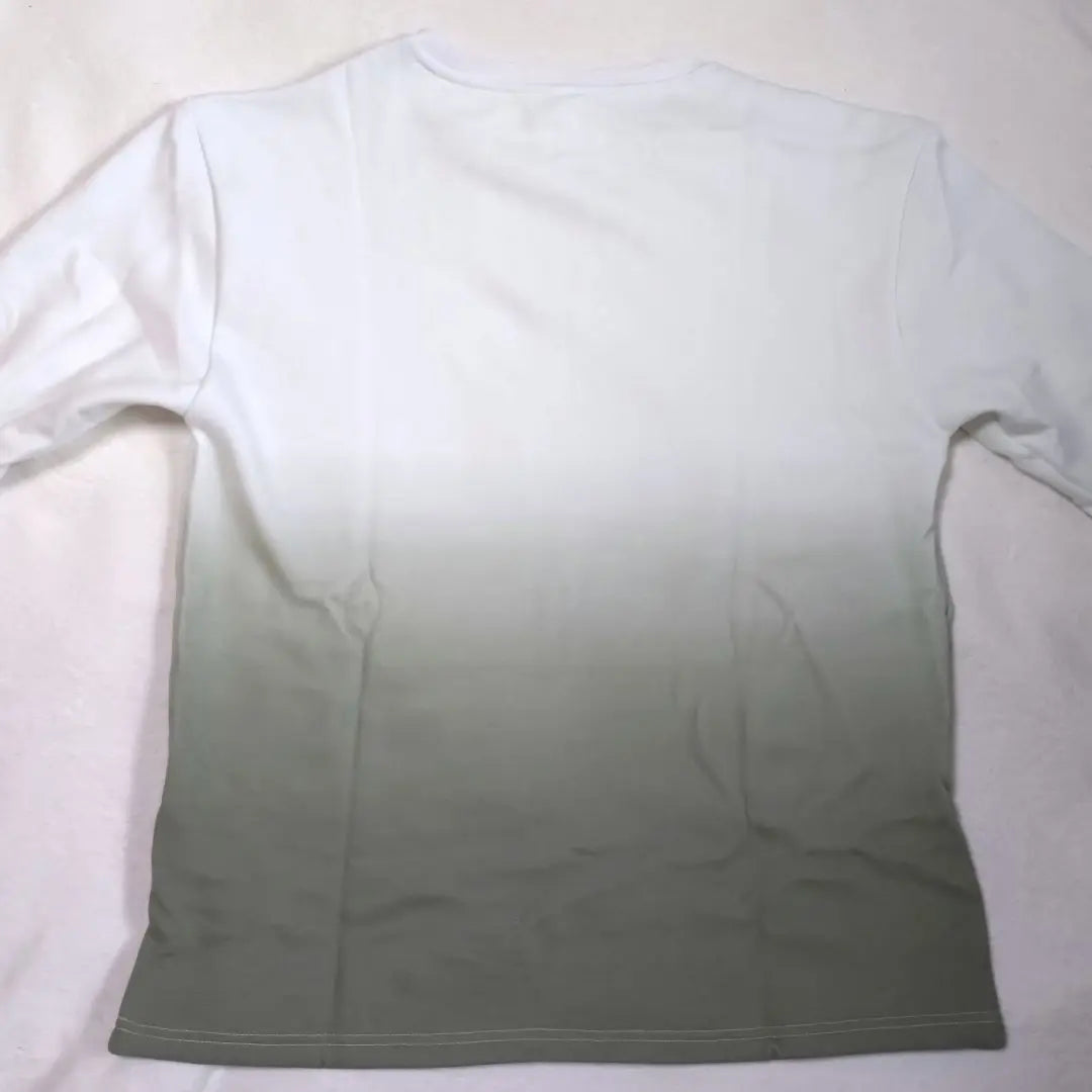 [ATCGAUG] Long sleeve T-shirt L gradation white x green brushed lining