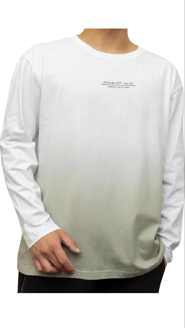 [ATCGAUG] Long sleeve T-shirt L gradation white x green brushed lining