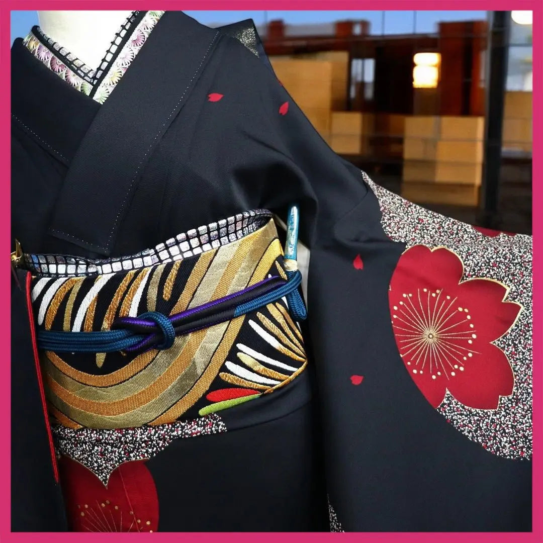 E1415 ★ Kimono light snow ★ Kimono / obi 2 -piece set ★ Pure silk Kyosen firewood cramped