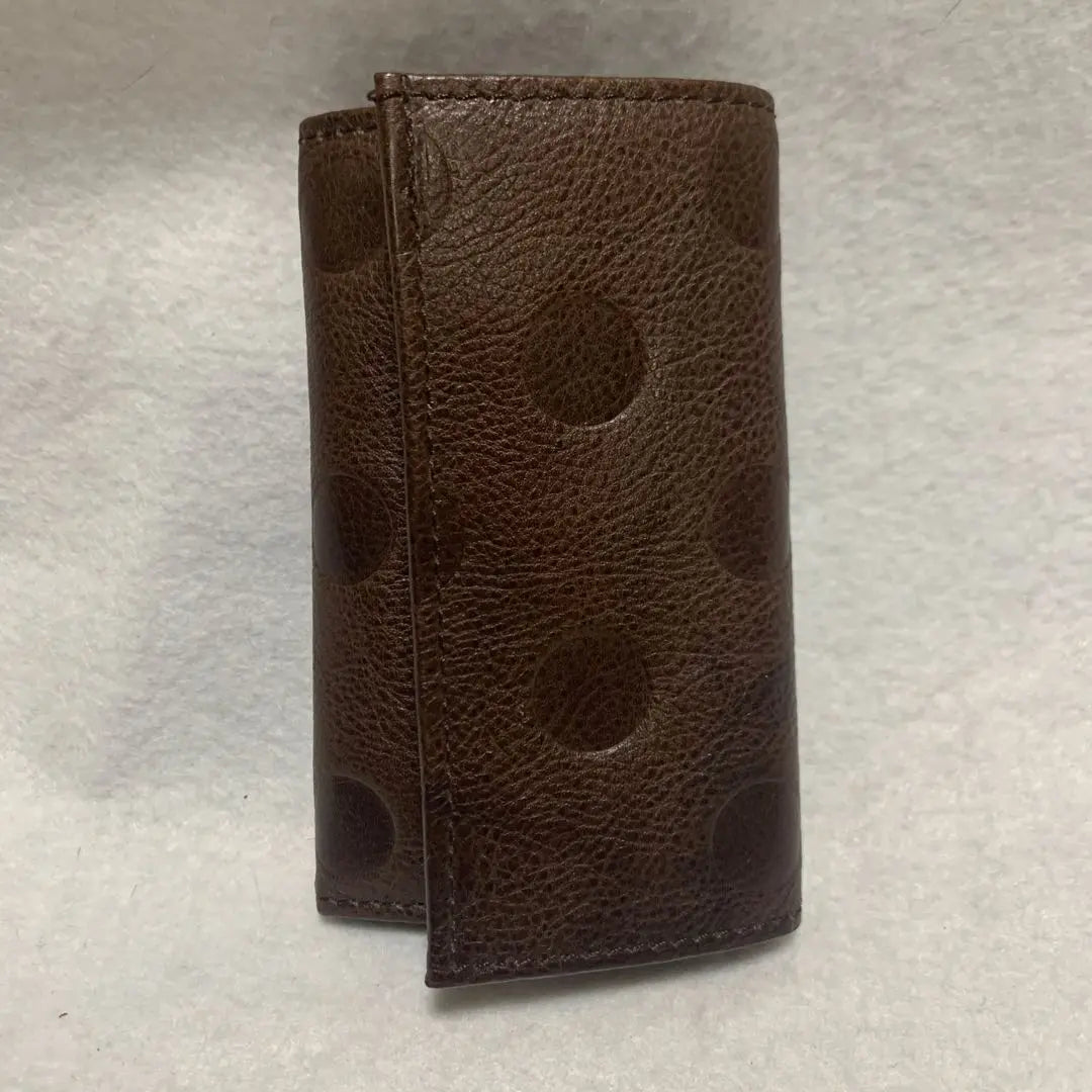 Brown leather dot pattern key case