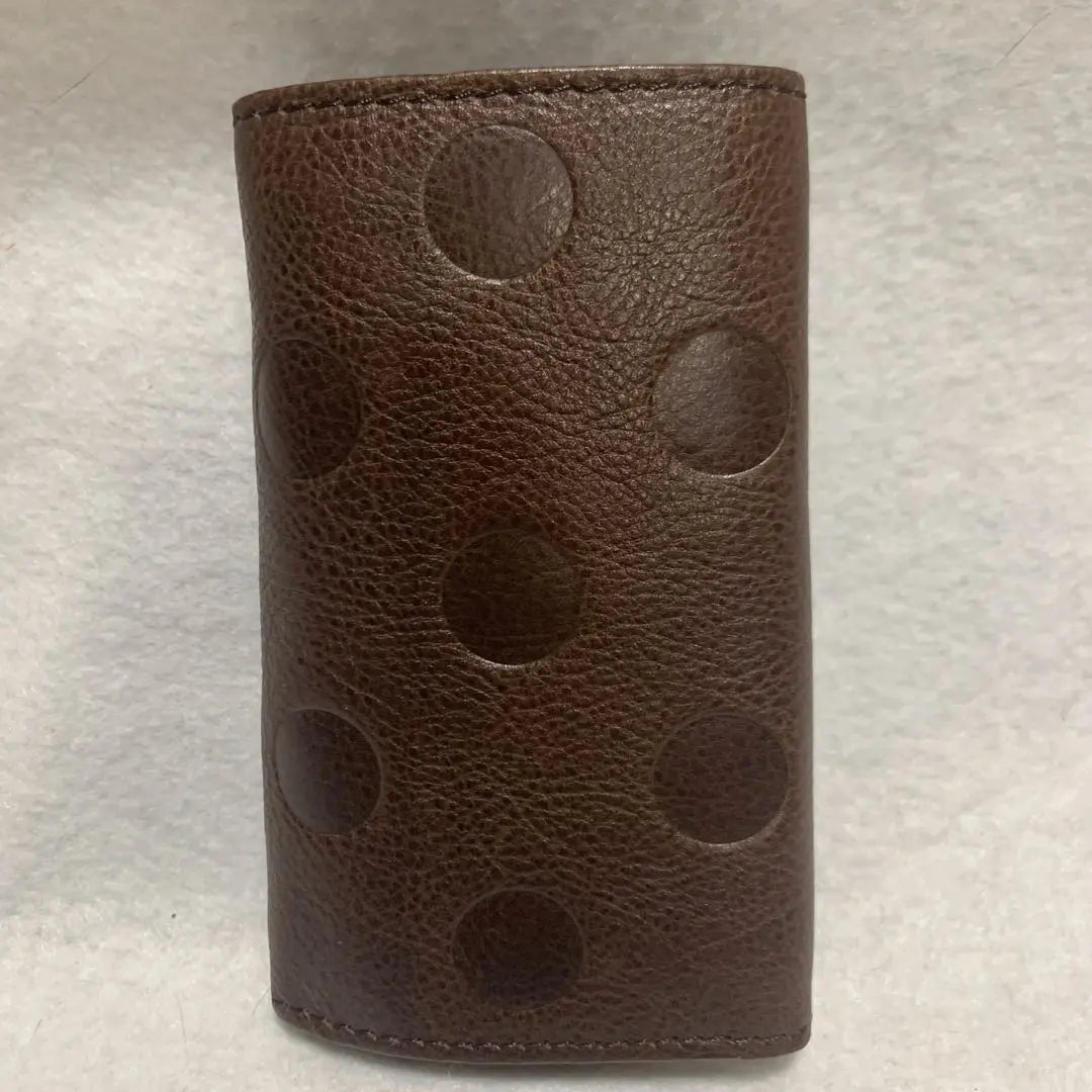 Brown leather dot pattern key case