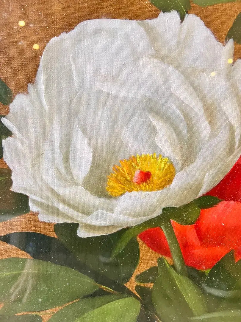 Oil painting Hideaki Yasuda "peony" Falcuted painting oil painting plant painting interior