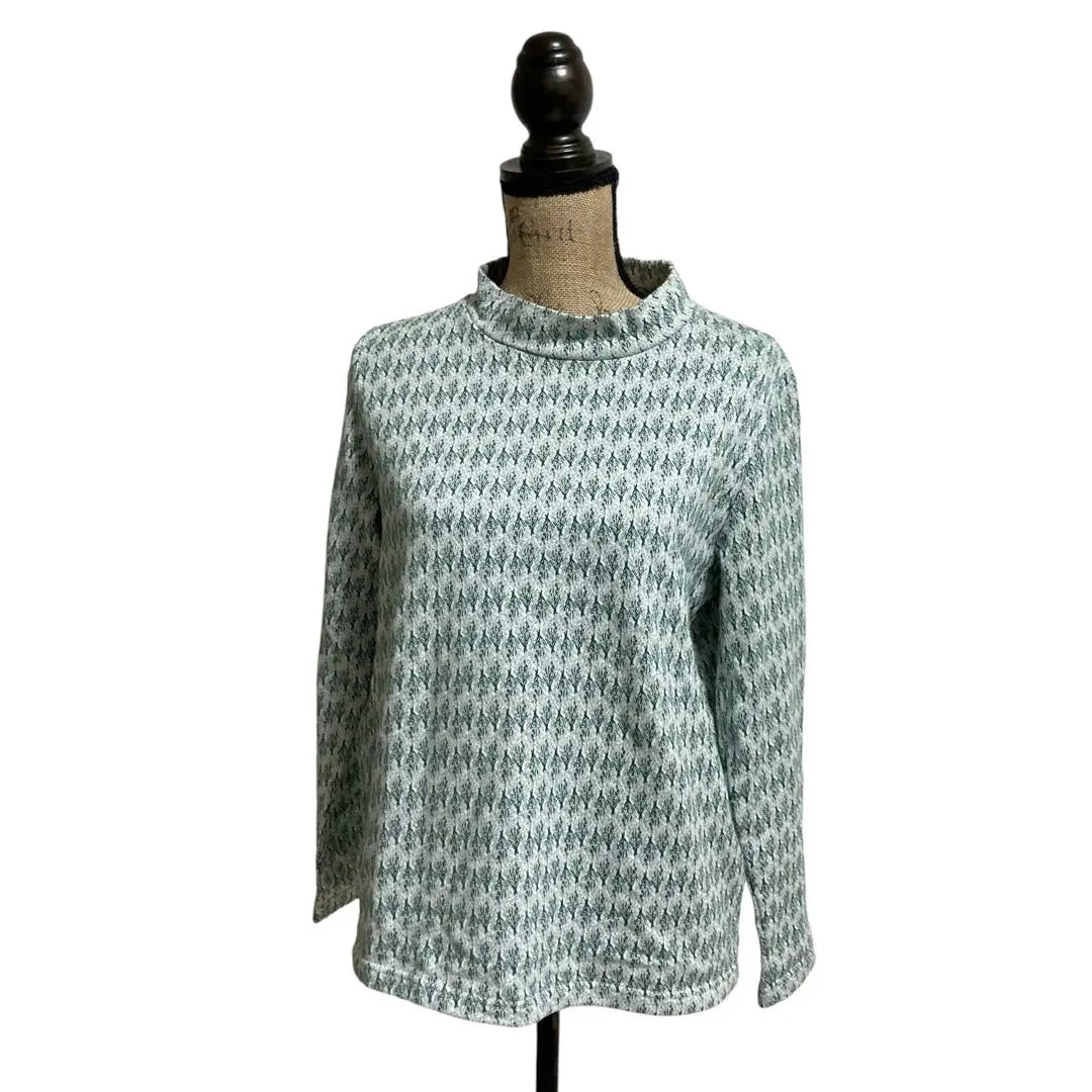 P2246 Tvis Studio [M-L] Tops, high neck, all-over pattern, green