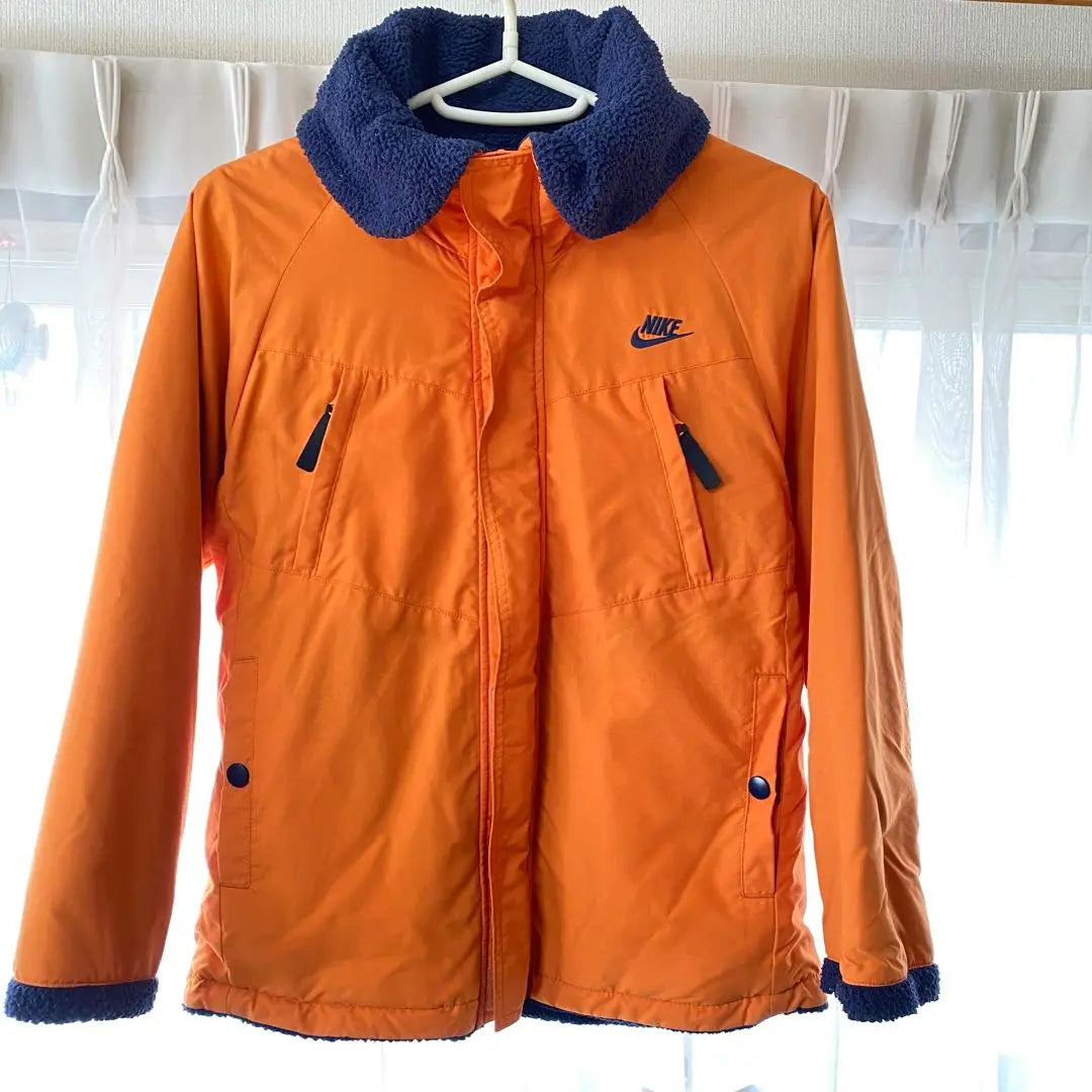 [Nike] Chaqueta polar reversible azul marino x naranja 140 cm