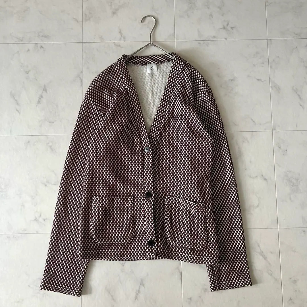 Beautiful condition ROKU cardigan knit all-over pattern cotton wool unisex