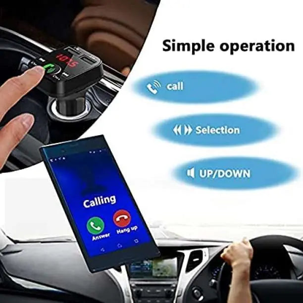 FM Transmitter Bluetooth Hands-Free Call with USB Charging Port