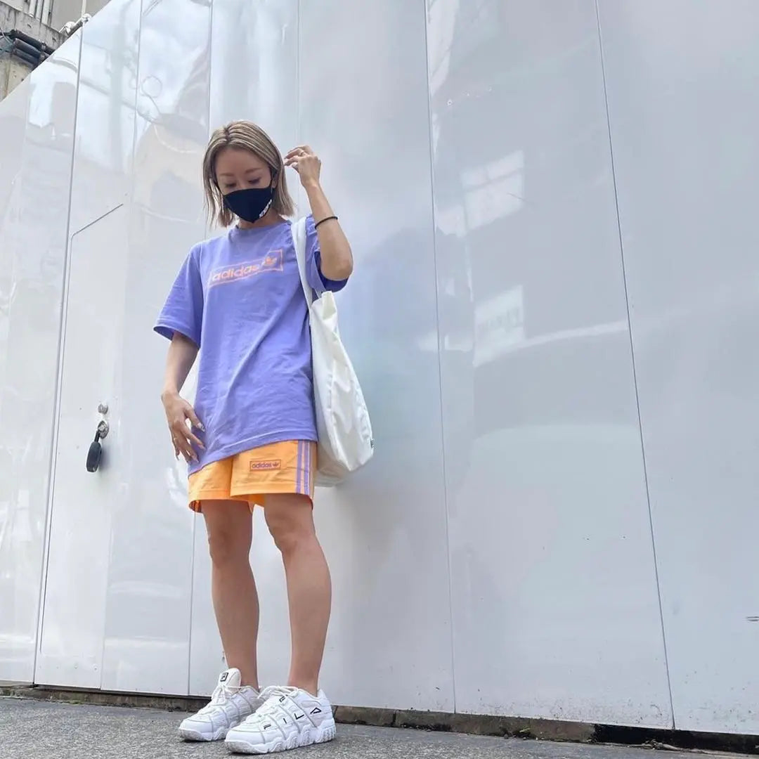 Kumi Koda Model Model Rare Discontinued Discontinued Adidas Originals T -shirt Purple S Beauty | 倖田來未着用モデル 稀少廃盤完売 アディダスオリジナルス Tシャツ 紫 S 美品