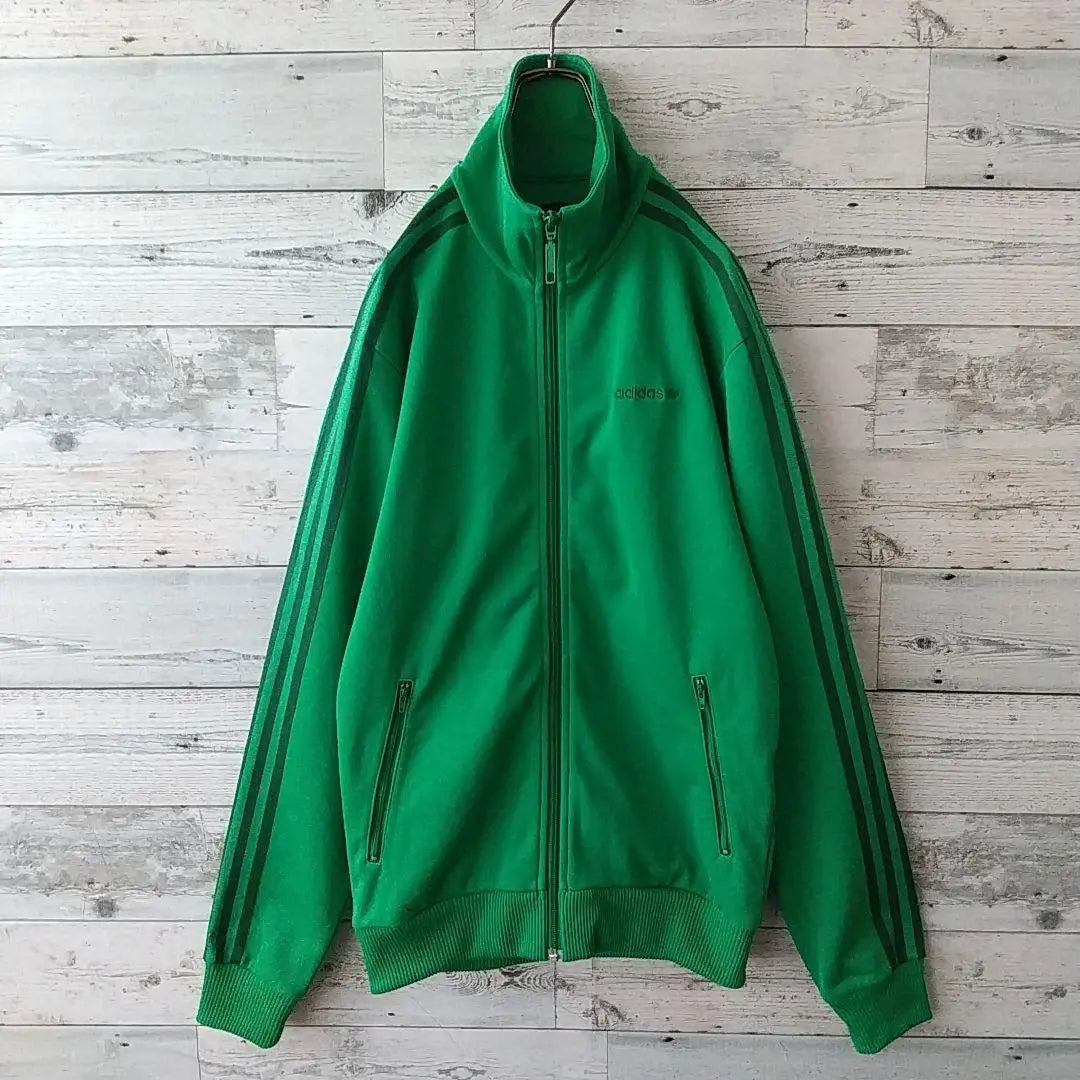 Rare ☆90s Adidas Embroidered Trefoil Logo Track Jacket M Green