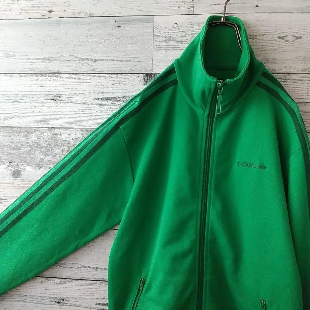 Rare ☆90s Adidas Embroidered Trefoil Logo Track Jacket M Green