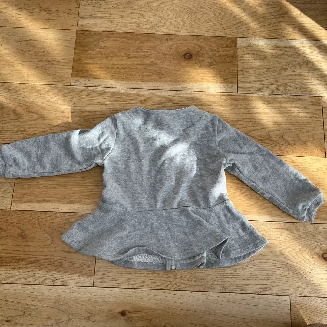 90 size gray heart embroidery cardigan hoodie