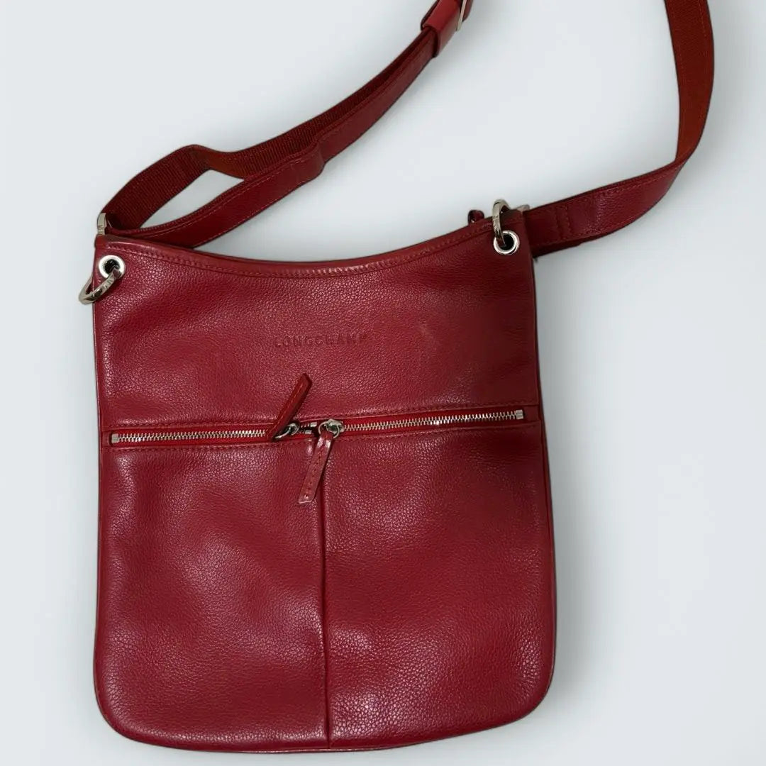 Longchamp shoulder bag in superb condition, Sacoche leather, red