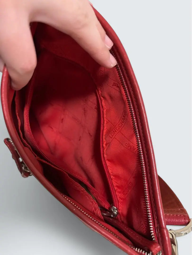 Bolso bandolera Longchamp en perfecto estado, piel Sacoche, color rojo