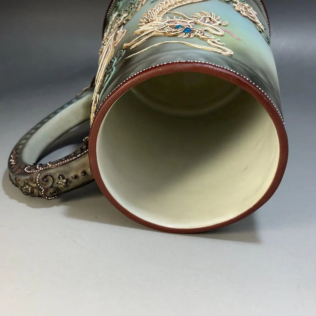 ★ Rare ★ height 14cm Old Noritake Cup Dragon exciting vase 1821 | ★希少★高さ14cm オールドノリタケ コップ ドラゴン 盛り上げ花瓶1821