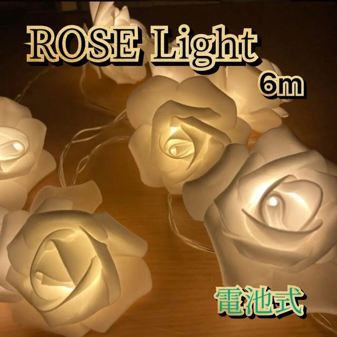 ★✨ Great value✨★Illumination light, battery operated, rose, 6m, white