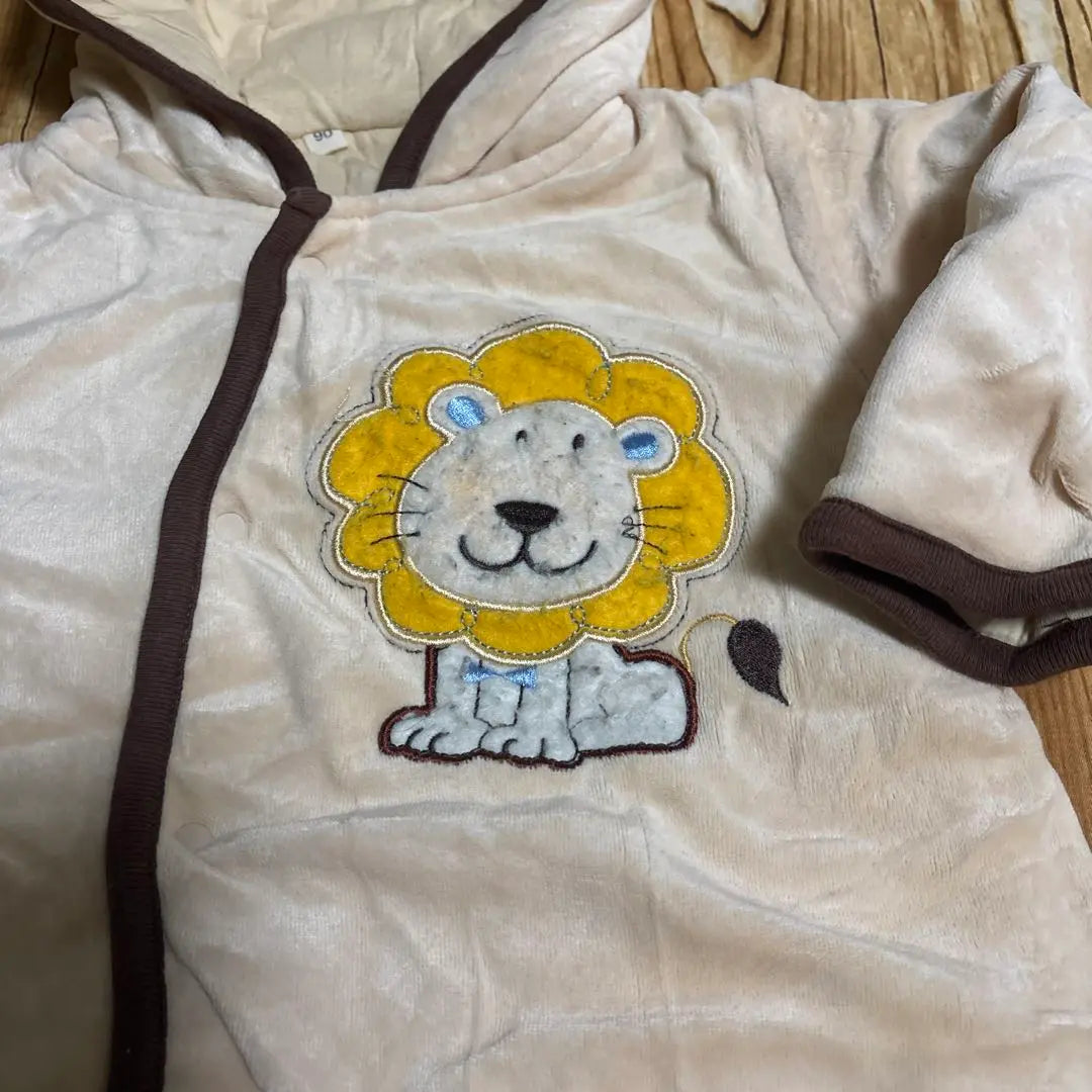 90 Fleece Romper with Lion patch | 90 ライオンワッペン付き　フリースロンパース