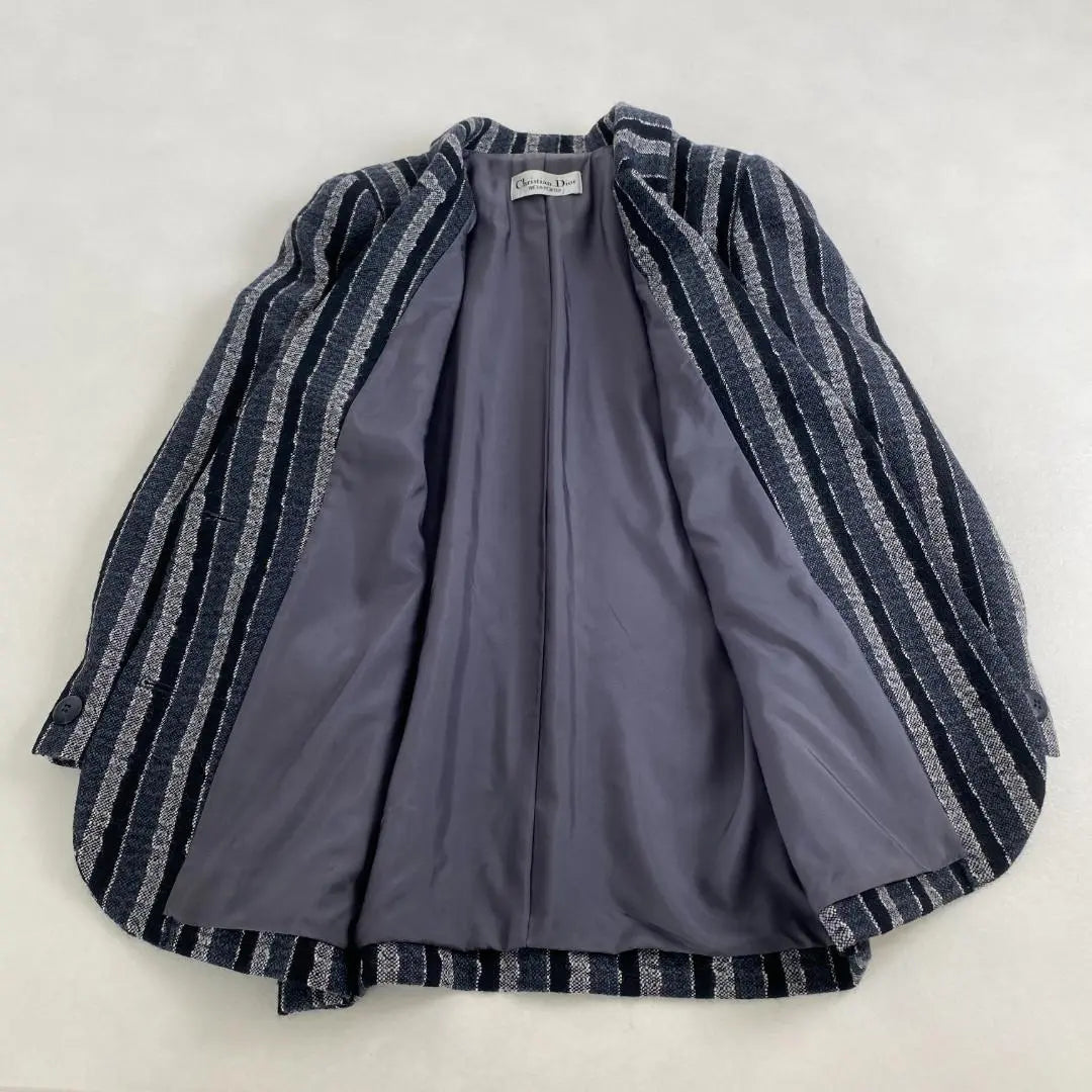 Christian Dior Tailored Jacket Striped Wool Navy Black