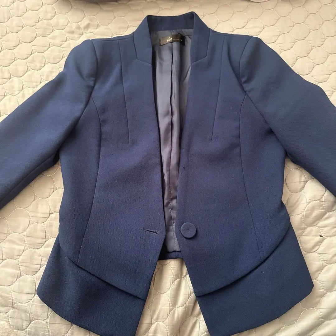 MY Chaqueta de traje azul marino con un solo botón | MI ネイビー スーツジャケット シングルボタン