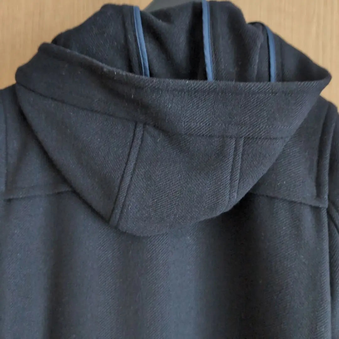 Black Duffle Coat with Hood Long Length