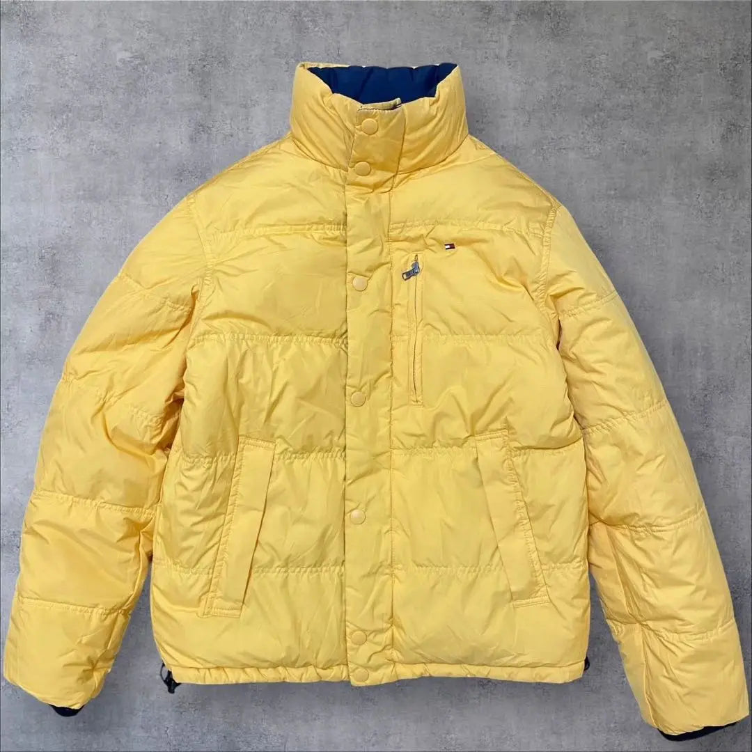 Chaqueta de plumas Tommy Hilfiger para hombre reversible azul marino amarillo