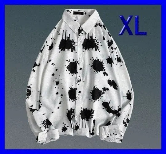 Casual long sleeve shirt, white, XL [New] All-over print, men's