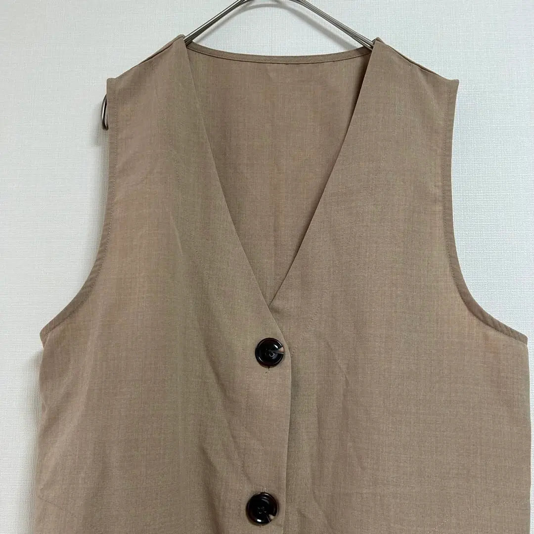 Ladies thin best grees V -neck M L brown adult fashionable button | レディース 薄手ベスト ジレ Vネック M L ブラウン 大人 オシャレ ボタン