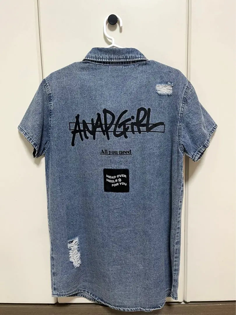 ANAP GIRL Damage Short Sleeve Denim Shirt | ANAP GIRL ダメージ半袖デニムシャツ