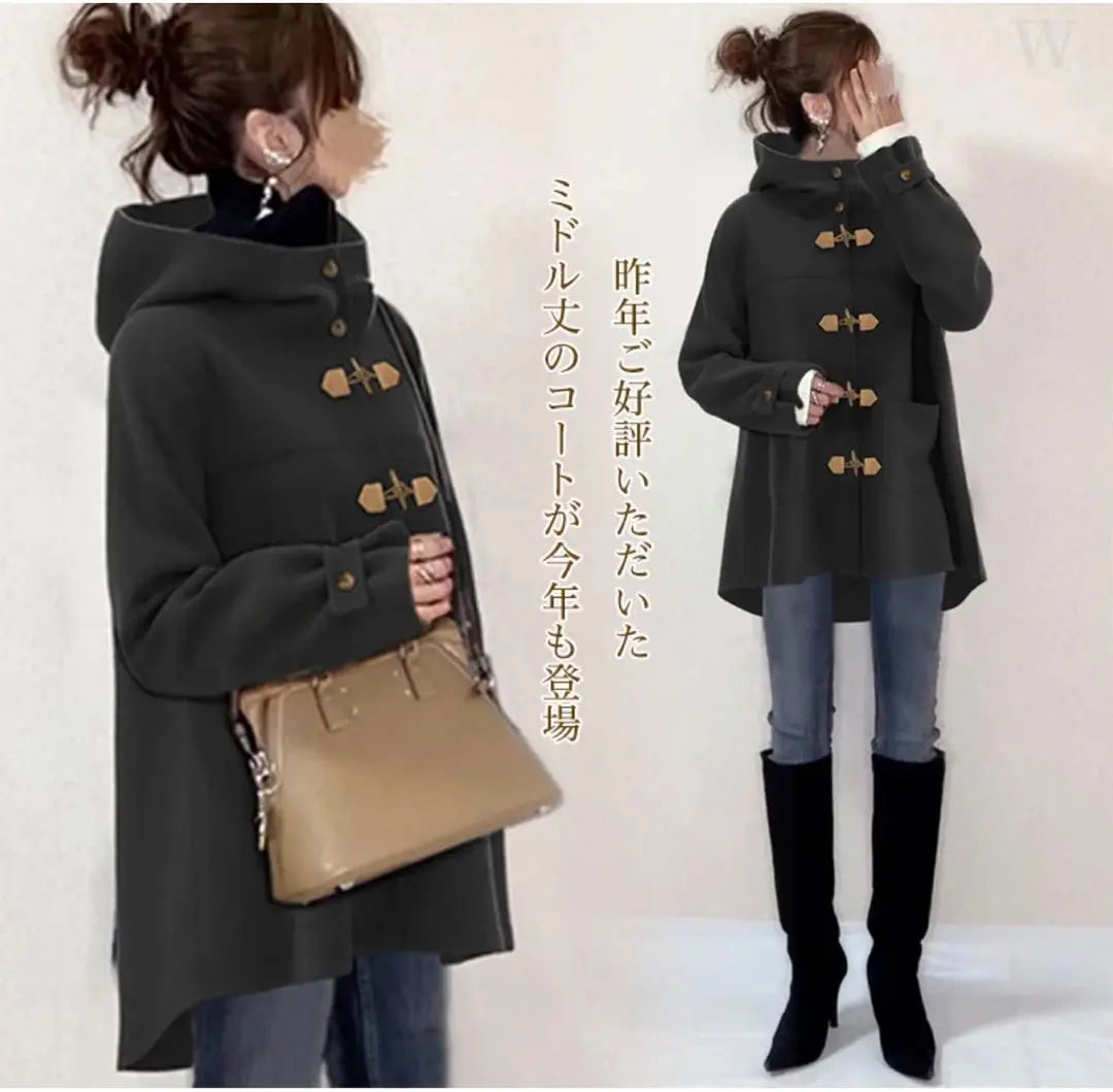 Hooded coat M outer duffel coat