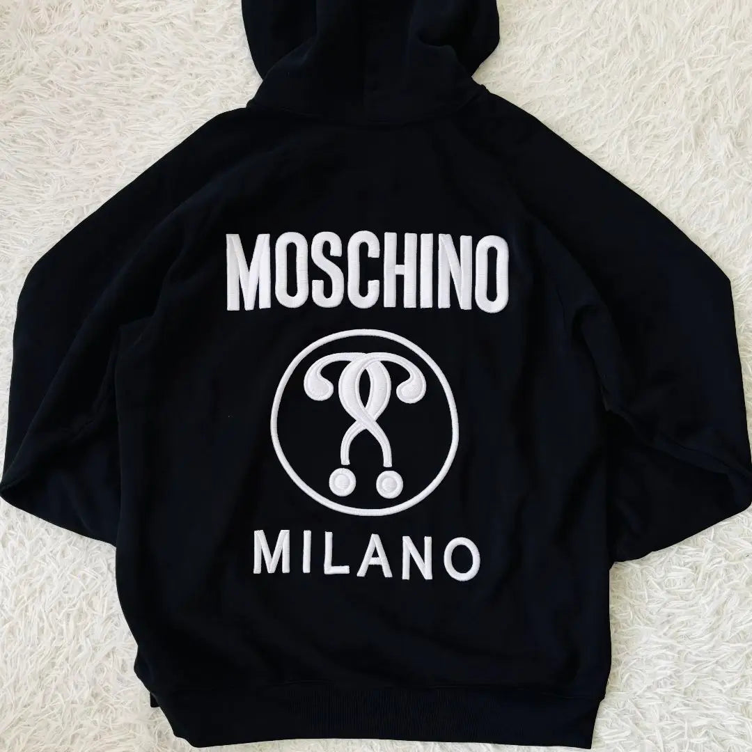 Superb condition ✨ Moschino Couture Logo Parka 44 L equivalent Logo embroidery Black