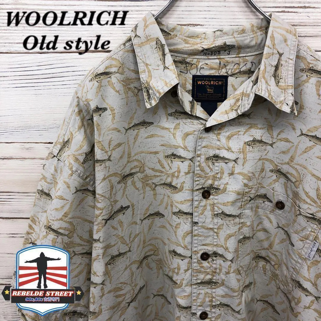 [Super Rare] WOOLRICH☆Camiseta de manga corta, estampado integral, pez, amarillo, gris, HS310