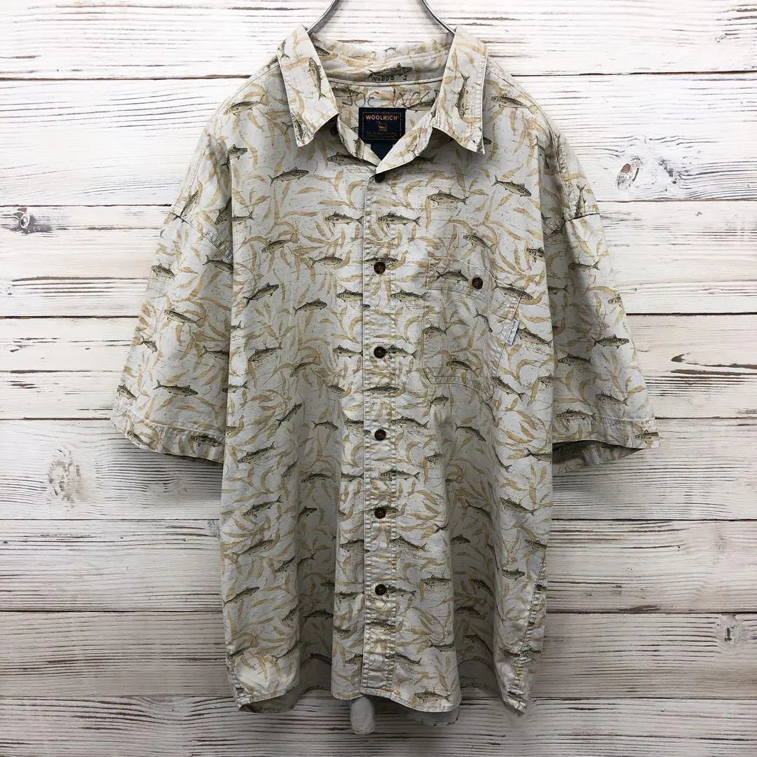 [Super Rare] WOOLRICH☆Camiseta de manga corta, estampado integral, pez, amarillo, gris, HS310