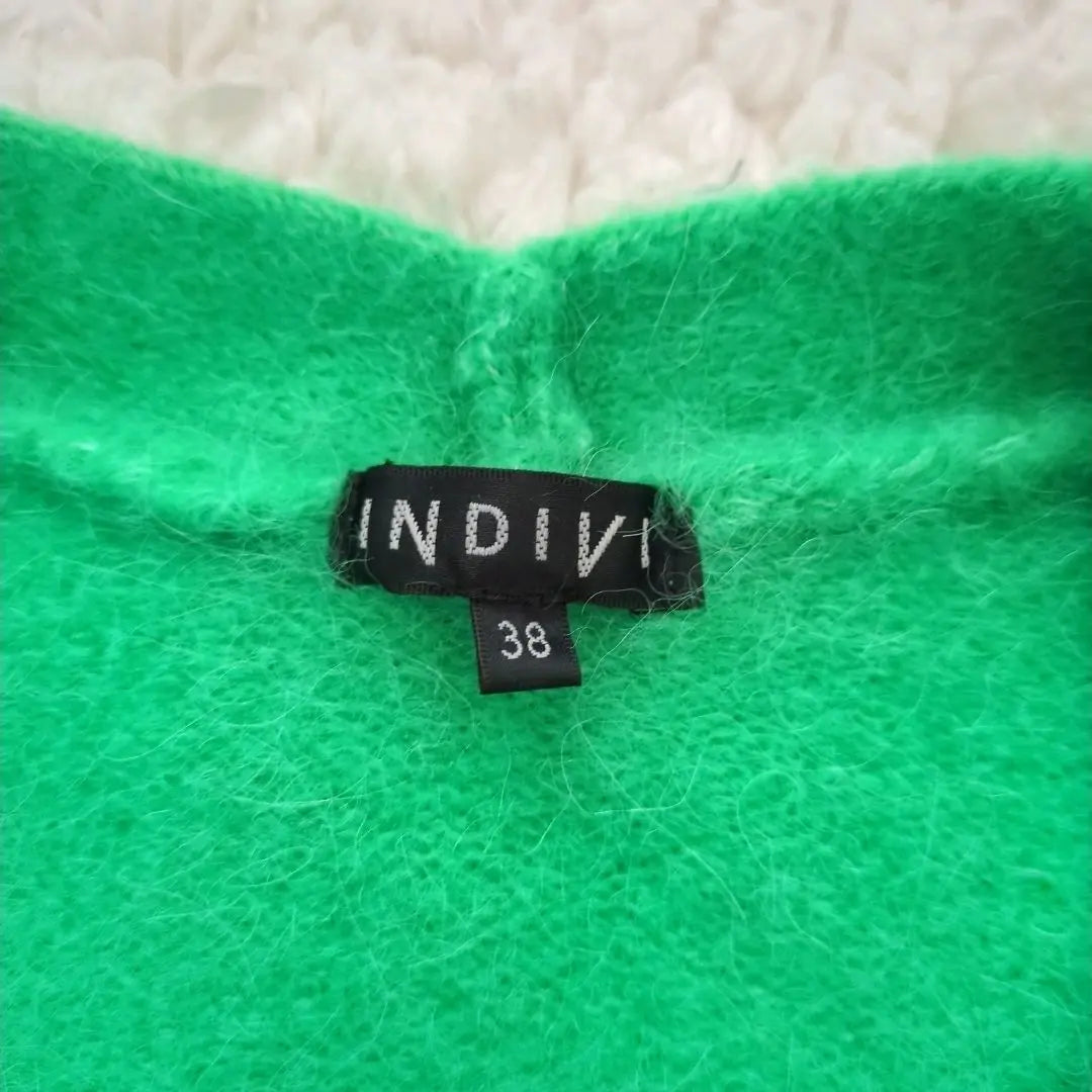 Good condition INDIVI Alpaca blend] V-neck knit cardigan green 38