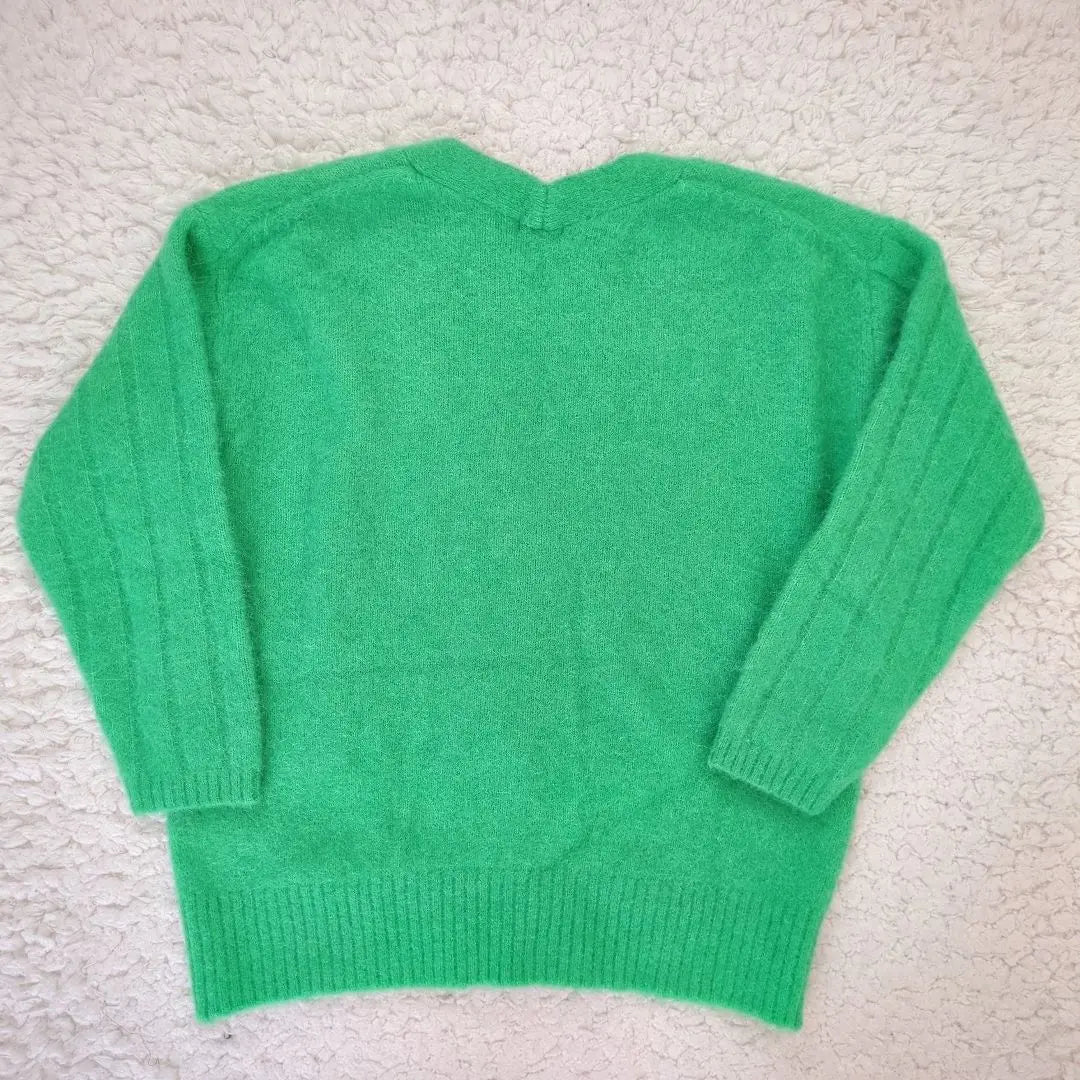 Good condition INDIVI Alpaca blend] V-neck knit cardigan green 38