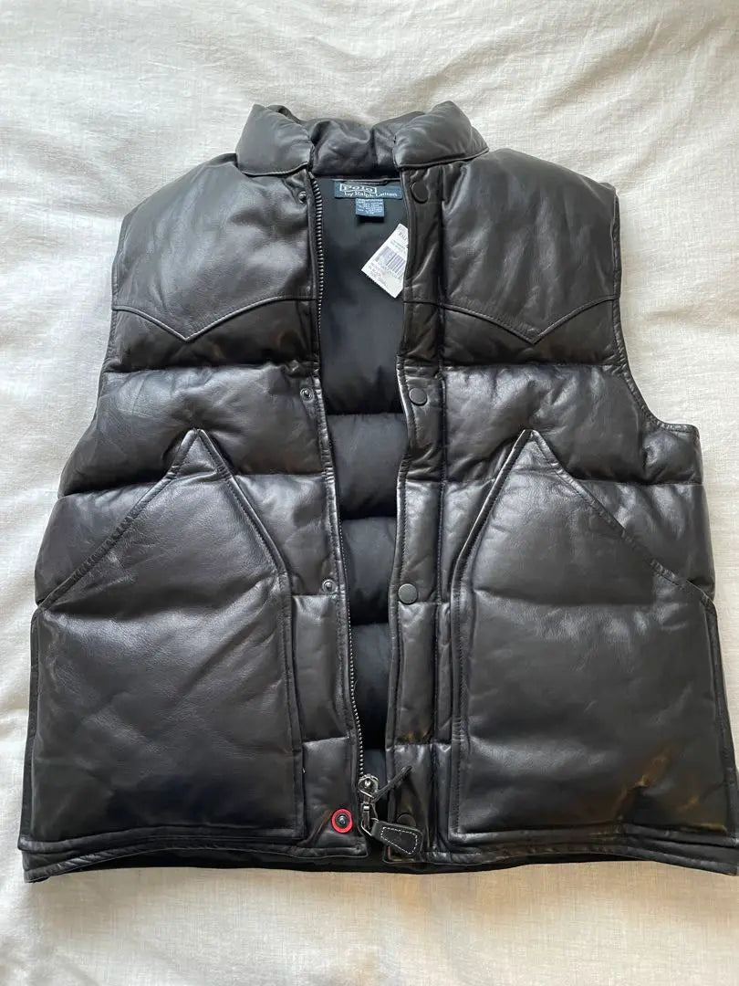 Unused tag included Ralph Lauren leather down vest 90s S