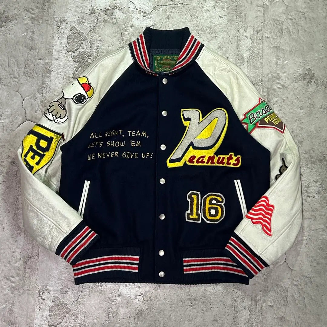 Rare!! ︎ 90S PEANUTS 200-piece limited edition full patch leather stadium jacket