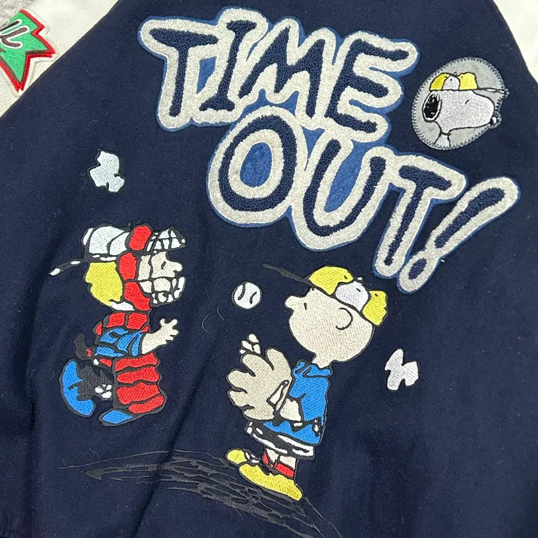 Rare!! ︎ 90S PEANUTS 200-piece limited edition full patch leather stadium jacket