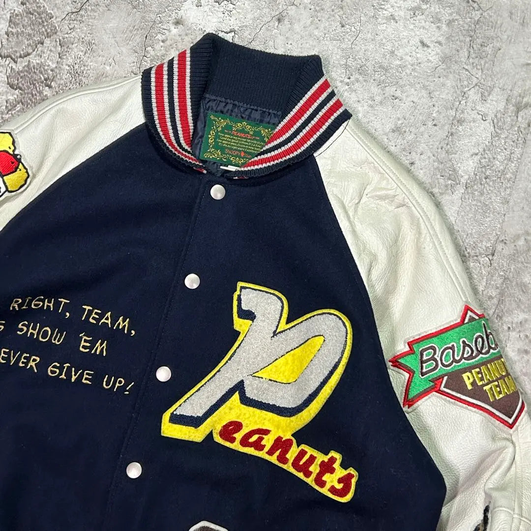 Rare!! ︎ 90S PEANUTS 200-piece limited edition full patch leather stadium jacket