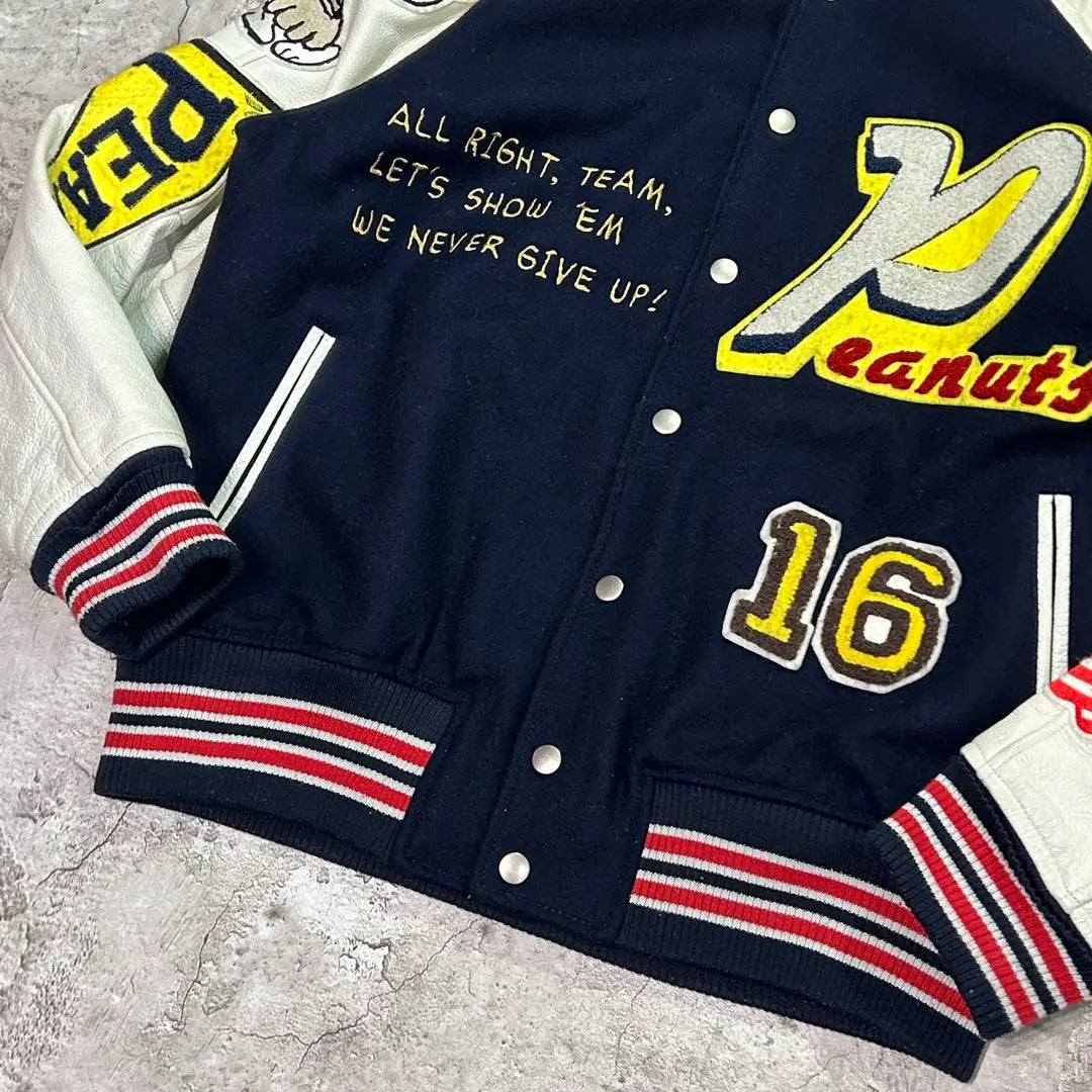 Rare!! ︎ 90S PEANUTS 200-piece limited edition full patch leather stadium jacket