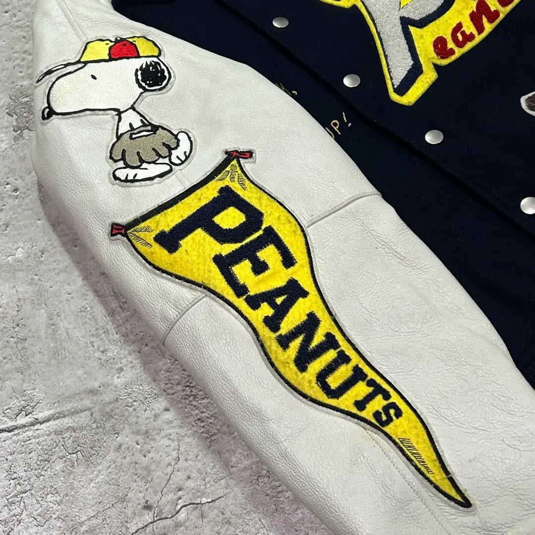 Rare!! ︎ 90S PEANUTS 200-piece limited edition full patch leather stadium jacket