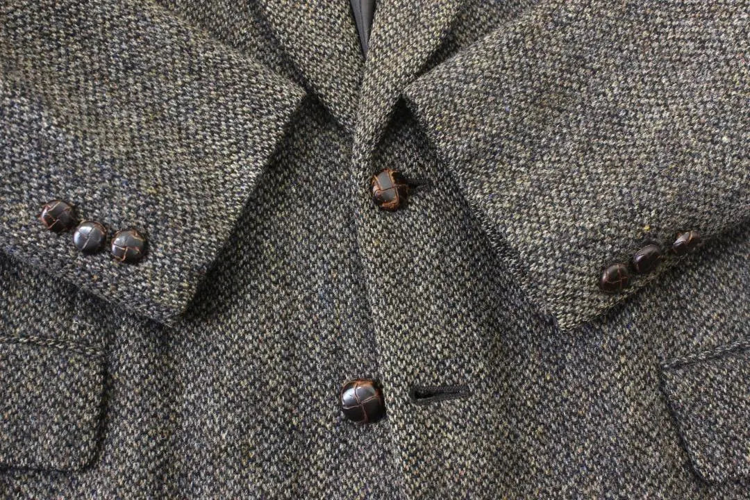 01 [Buen estado] Chaqueta Harris Tweed LL para hombre A7 XL marrón otoño/invierno