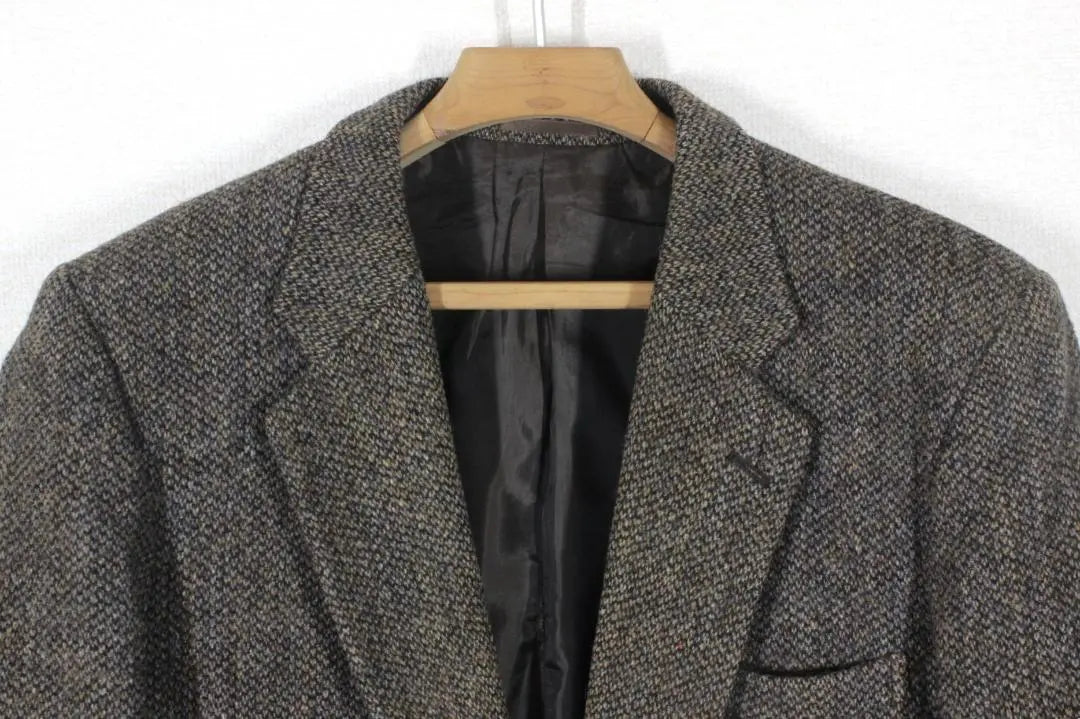 01 [Buen estado] Chaqueta Harris Tweed LL para hombre A7 XL marrón otoño/invierno