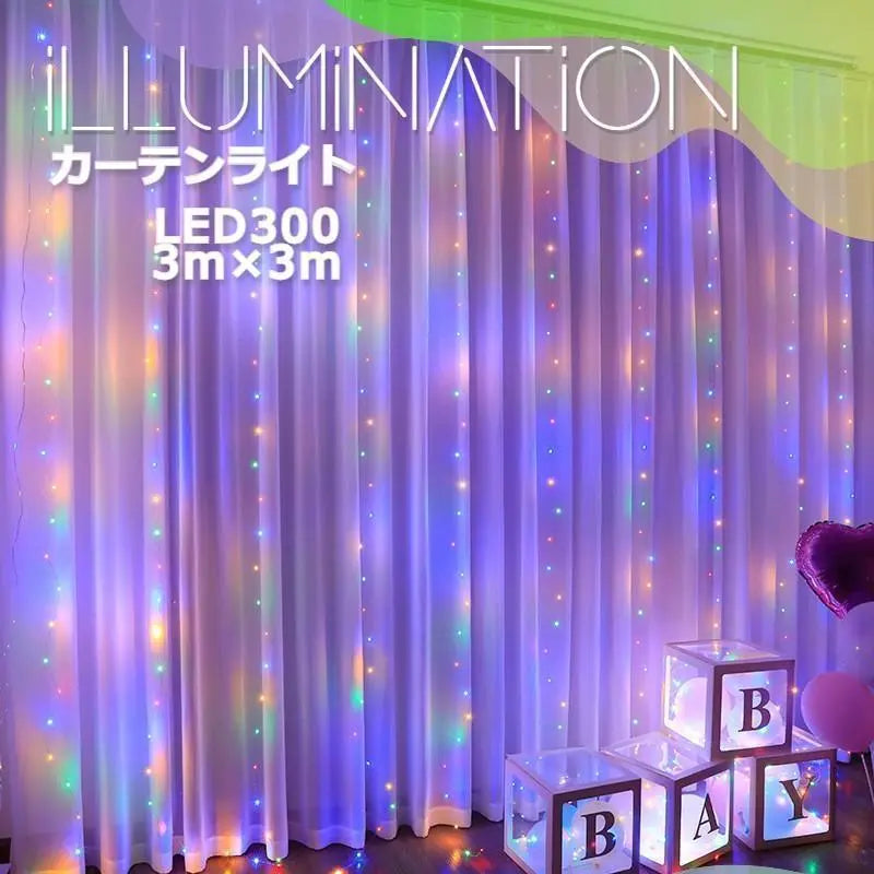 ★✨ Great value✨★Illumination Curtain Light 3m 300LED Colorful