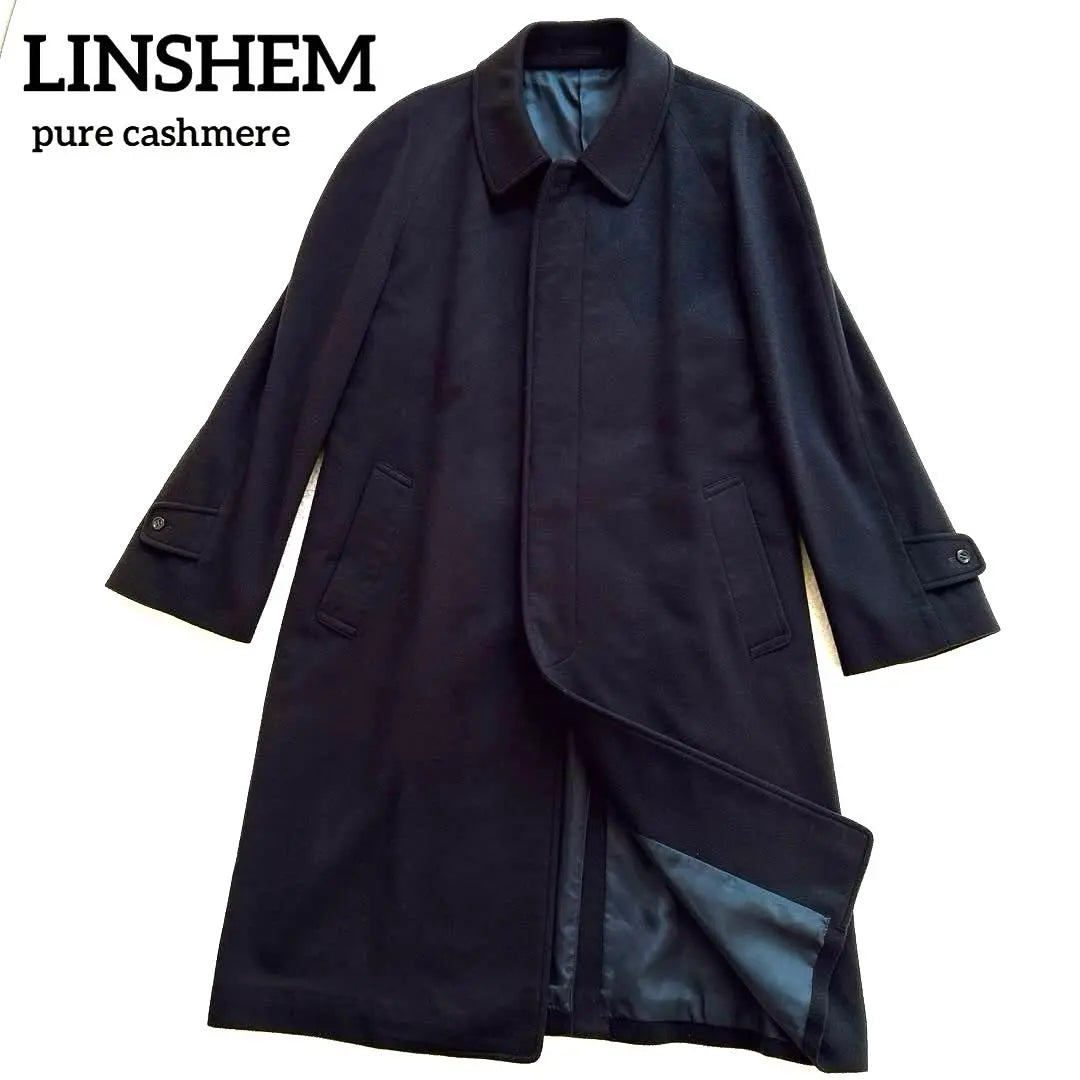 LINSHEME 100% Cashmere Long Coat Stainless Steel Collar Coat