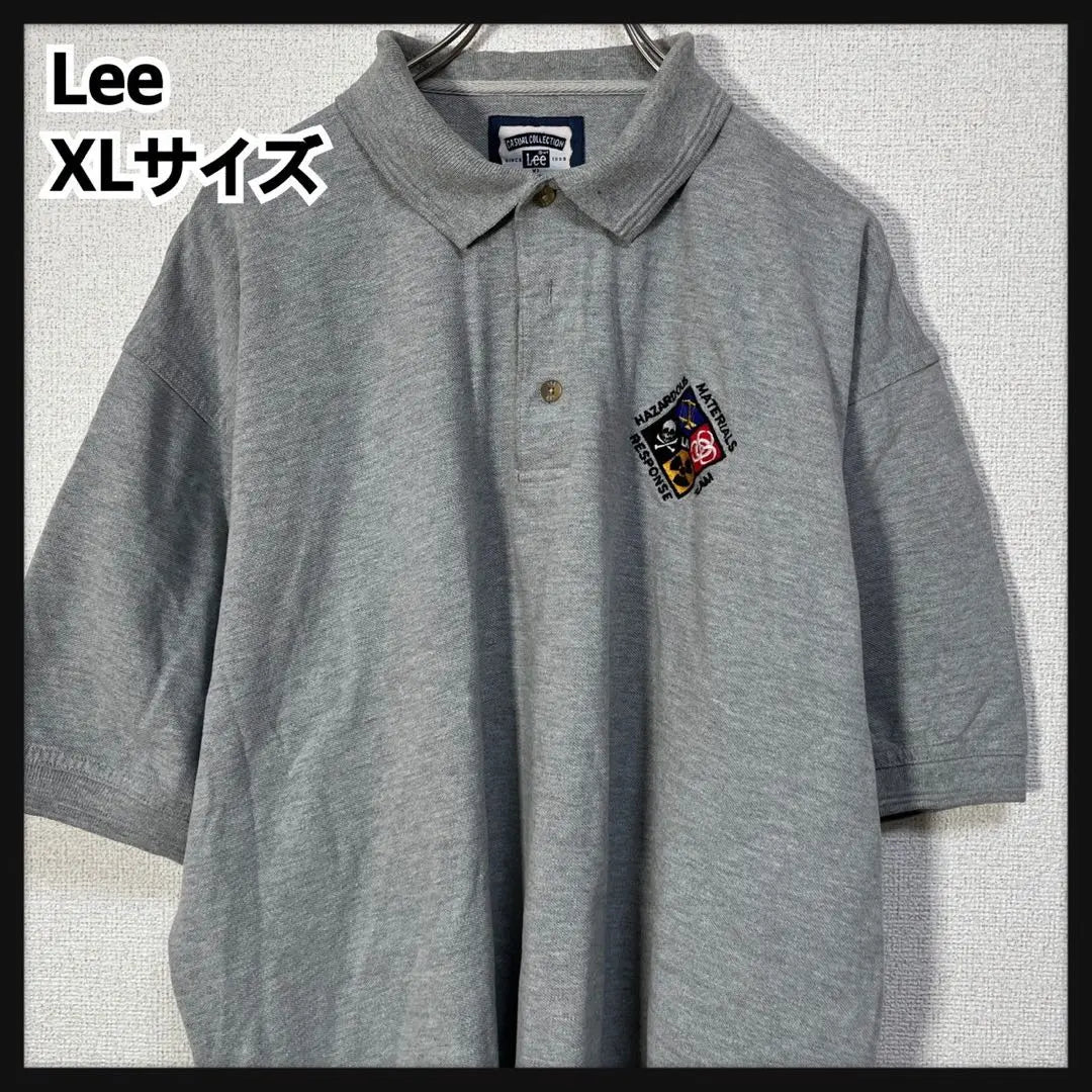 [Lee] Short-sleeved polo shirt, embroidery, one point, gray, Resident Evil, Lee D1