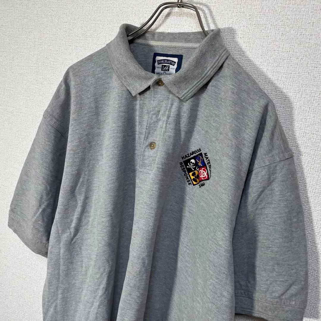 [Lee] Short-sleeved polo shirt, embroidery, one point, gray, Resident Evil, Lee D1