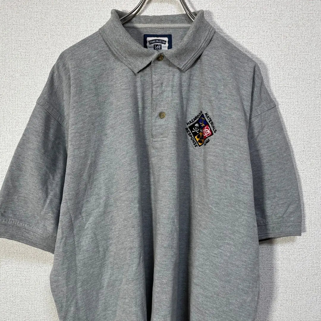 [Lee] Short-sleeved polo shirt, embroidery, one point, gray, Resident Evil, Lee D1