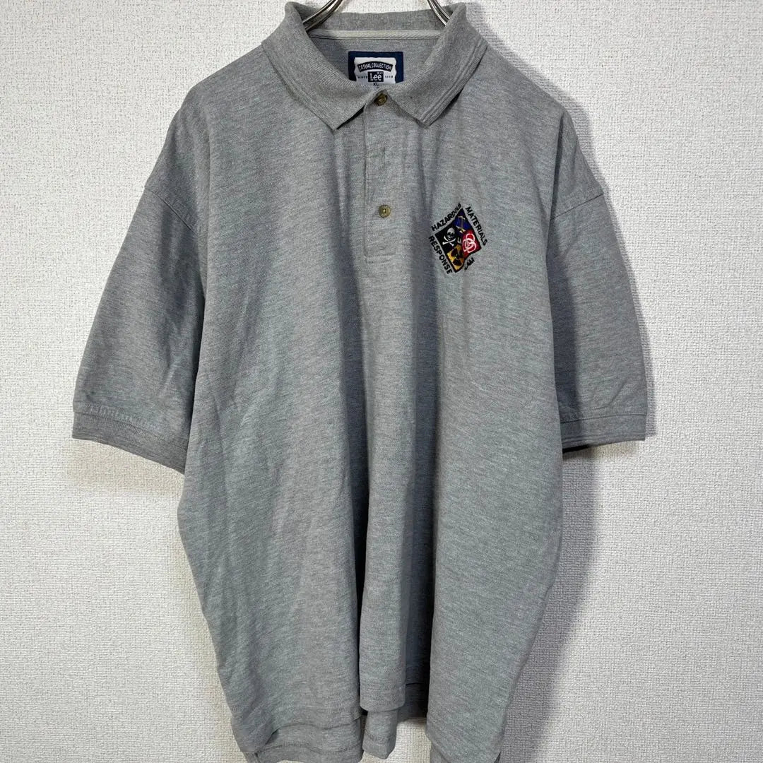 [Lee] Short-sleeved polo shirt, embroidery, one point, gray, Resident Evil, Lee D1