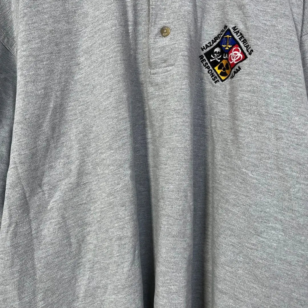 [Lee] Short-sleeved polo shirt, embroidery, one point, gray, Resident Evil, Lee D1