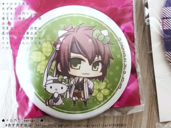 Anónimo *2 artículos Insignia y cubierta para lata de Hakuoki Okita del mercado de invierno ◆Colaboración con Sanrio