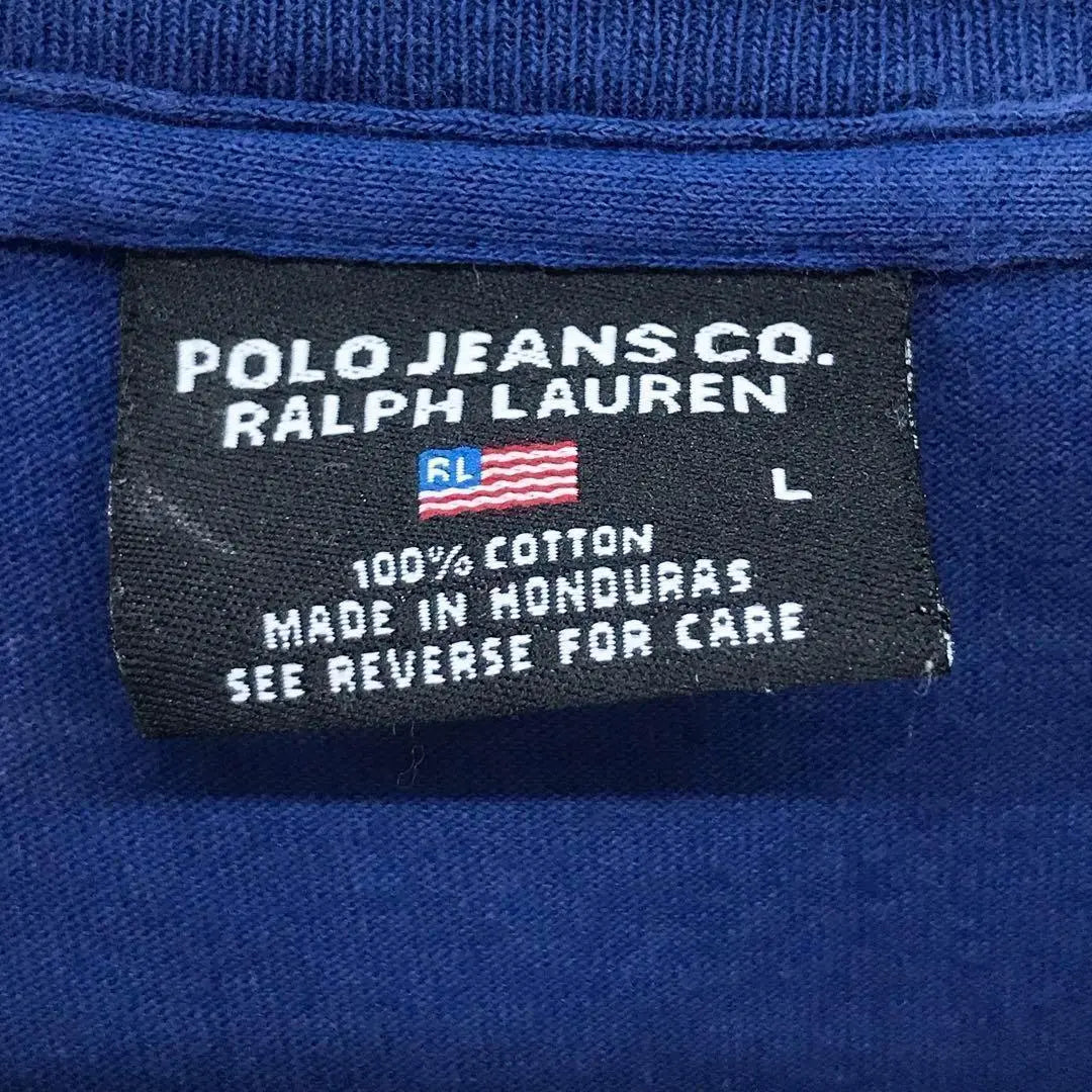 [Super Rare] Polo Jeans ☆ T-shirt L Big Logo Blue T130